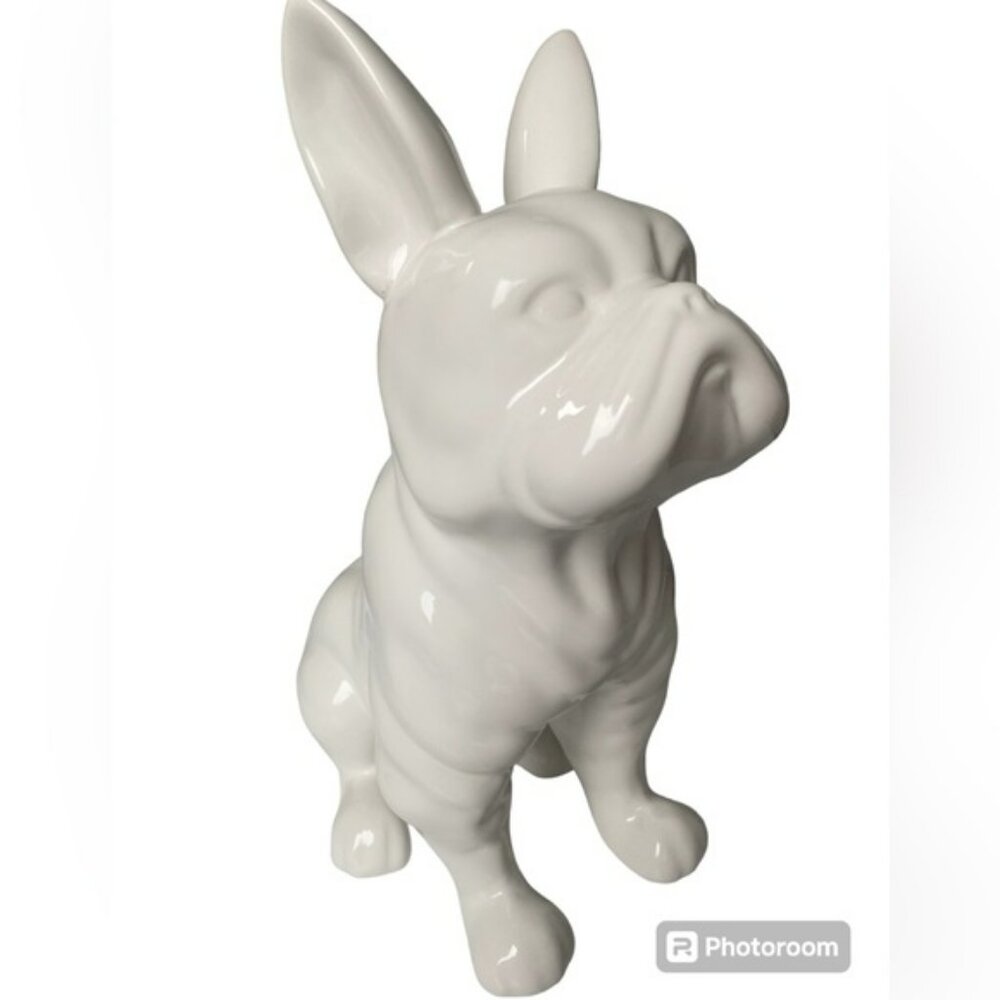 Ceramic French Bulldog Coin Bank, White, Z Gallerie